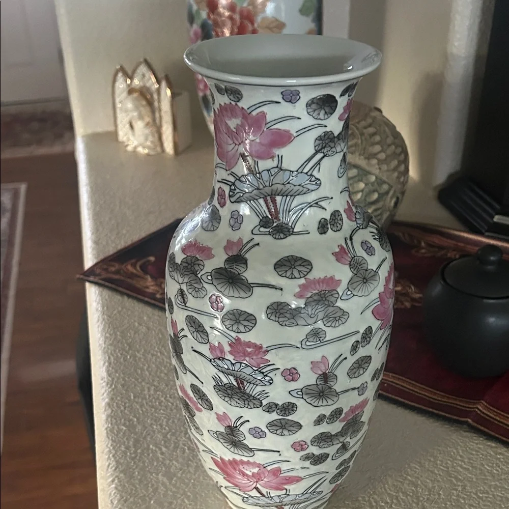 Floral Ceramic Vase - Pink and Gray - Picture 3 of 7